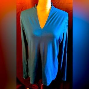 Talbots Long Sleeve Teal Dark Top; Size Large